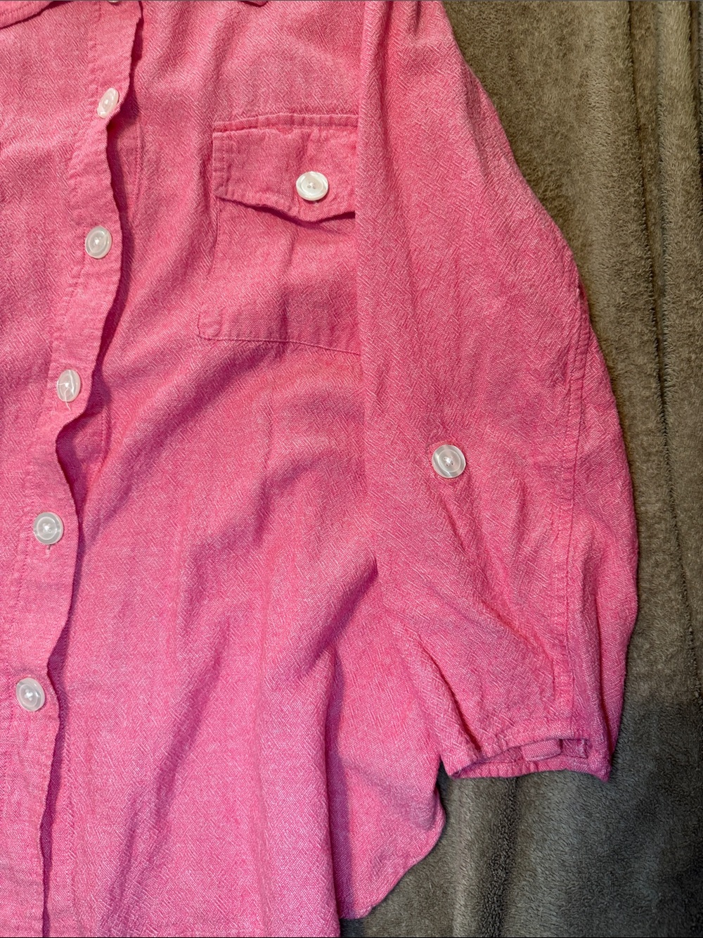 Jones New York Women’s ' Coral Pink Button-Front Shirt - Picture 4 of 5